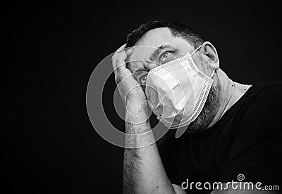 Sick old man in medical mask Stock Photo