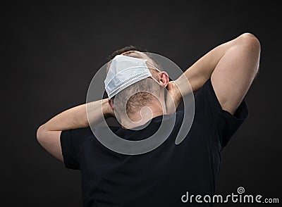 Sick old man in medical mask Stock Photo