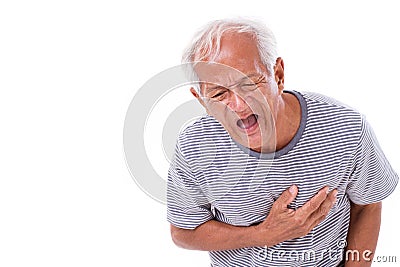 sick old man suffering from heart attack or breathing difficulties Stock Photo
