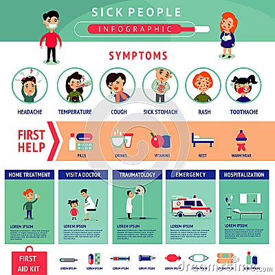 Sick People Infographic Template Vector Illustration