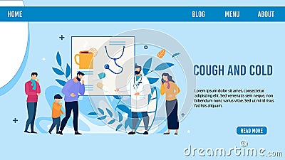 Sick People Need Doctor Advise Landing Page Design Vector Illustration