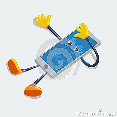 Sick phone. Broken cartoon Vector Illustration