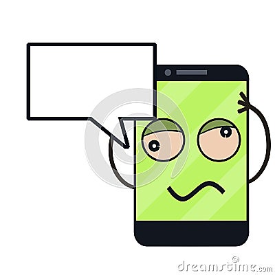 Sick phone. Virus and bug. problem with device. Repair and service. Vector Illustration