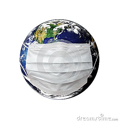 Sick planet earth in medical mask Stock Photo