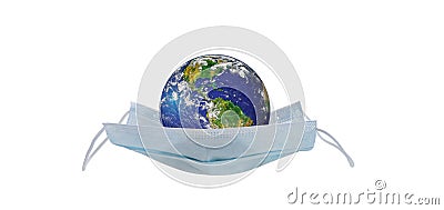 Sick planet earth in medical mask, concept covid-19 Stock Photo