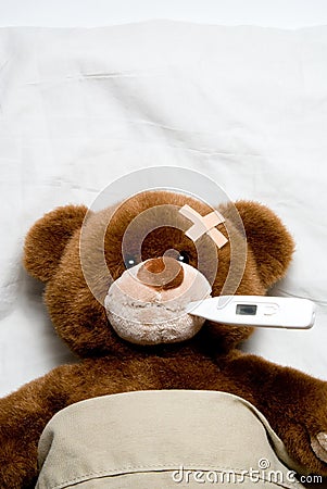 Sick Teddy Bear Stock Photo