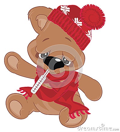 Sick teddy bear Stock Photo