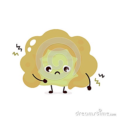 Sick unhealthy sad Intestine. Vector Vector Illustration