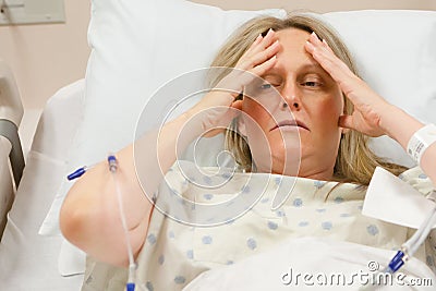 Sick Woman in Hospital Stock Photo