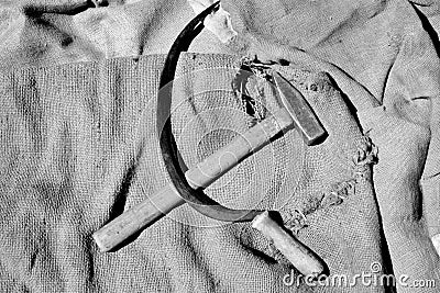 Sickle and hammer symbol of communism, poverty, the poor and unfreedom Stock Photo