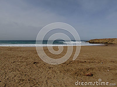 Sid el bachir island and waves and rocks Stock Photo