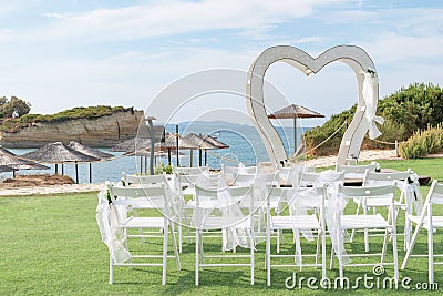 Sidari beach. Wedding decorations near the D`Amour Canal on Corfu island, Greece Stock Photo