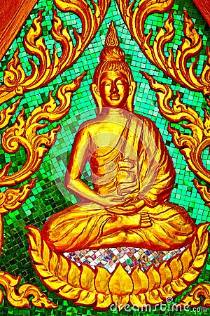 Siddharta in the temple bangkok asia thailand green Stock Photo