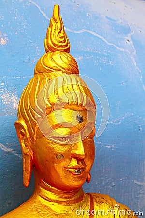 Siddharta in the temple blue wat palaces Stock Photo