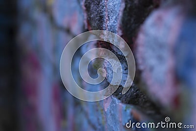 Side abstract view of old wall peel dark texture Stock Photo