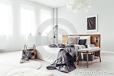 Side angle of bright bedroom Stock Photo