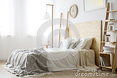 Side angle of white bed Stock Photo