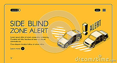 Car blind spot monitoring assist vector website Vector Illustration
