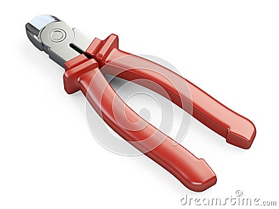 Side cutters with red insulated rubber grips for electrical work Cartoon Illustration