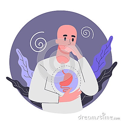 Side effects of chemotherapy. Patient suffer from cancer disease. Vector Illustration