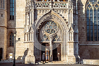 Side entrance of Matthias Church on Castle Hill, Budapest, Hungary Editorial Stock Photo