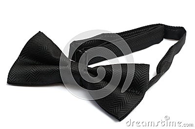 Side facing top down view of a black bow neck tie Stock Photo