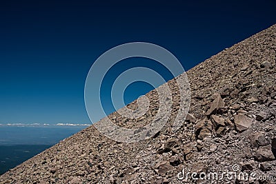 Side of Lassen Peak Drops Off Steeply Stock Photo