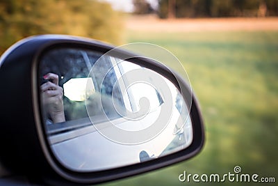Side mirror in the car Stock Photo