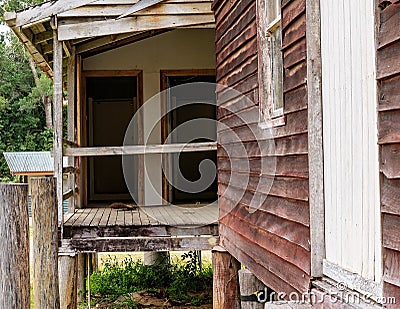 The Side Of An Old Disused Timber Country Hall Stock Photo