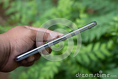Side part of Samsung Galaxy A80 Editorial Stock Photo