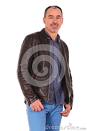 Side portrait of caucasian mature man Stock Photo