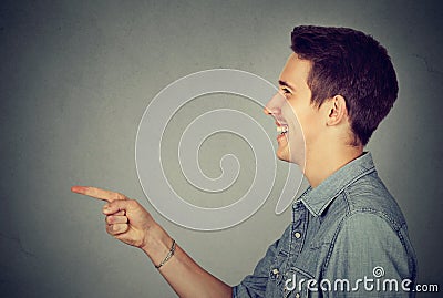 Side profile of a laughing man Stock Photo