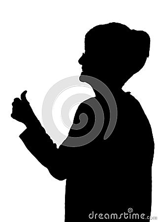 Side profile portrait silhouette of happy elderly lady showing t Vector Illustration