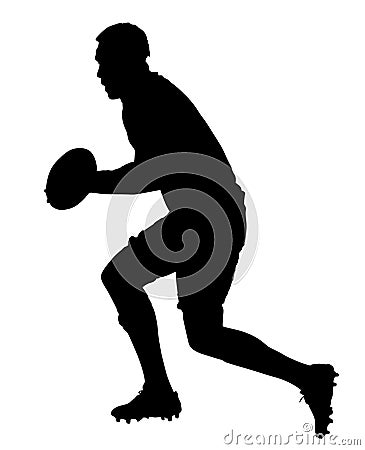 Side Profile of Rugby Forward Running With Ball Vector Illustration