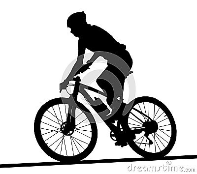 Side profile silhouette of male mountain bike racer Vector Illustration