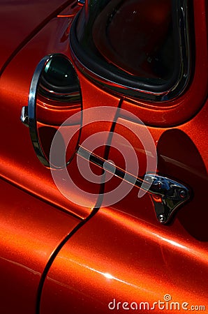 Side rear view car mirror. Stock Photo