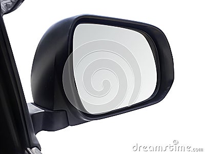 Side rear-view mirror on a car white background Stock Photo