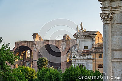 Side of Santa Francesca Romana Basilica Churh Rome Stock Photo