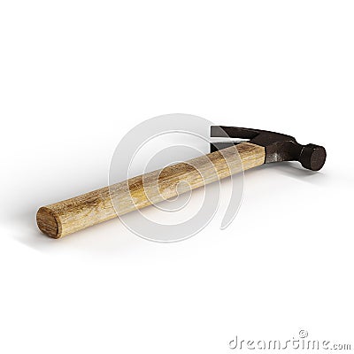 Side shot of a 3D rendered scale model of a hammer Stock Photo