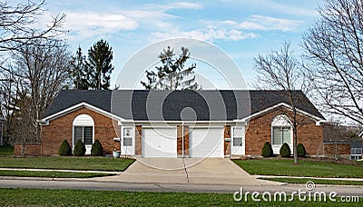 Side-by-side Red Brick Condos Stock Photo