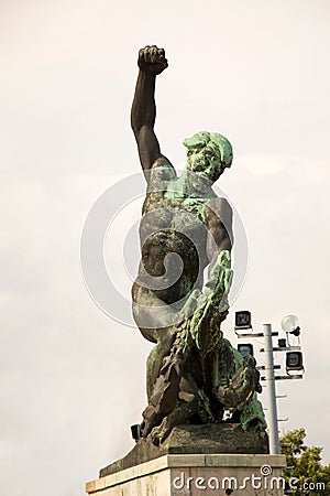 Side statue of the Liberty Statue (Freedom Statue) of Budapest, Hungary Stock Photo