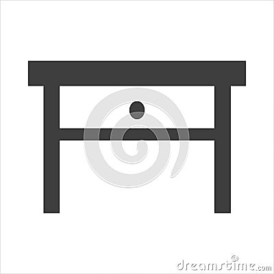 Side table or end table with a single drawer icon Vector Illustration