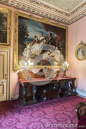 Side table and family portrait Osborne House Editorial Stock Photo