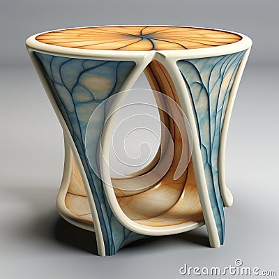 Organic Flowing Lines 3d Model Side Table In Art Nouveau Style Stock Photo