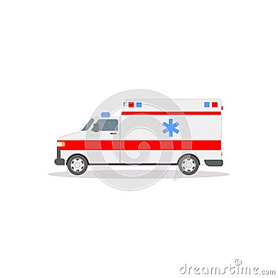 Side view of ambulance car Vector Illustration