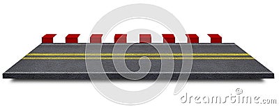 Asphalt straight street road way of lanes with lines isolated on white background, 3d Illustration. Stock Photo