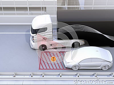 Side view assist system avoid car accident when changing lane Stock Photo