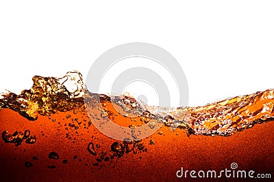 Cola soda with sparkling bubbles isolated on white Stock Photo