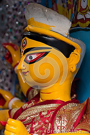 Side view of beautiful face of Goddess Durga Stock Photo