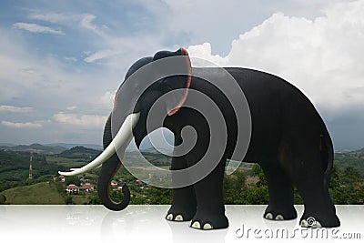Side view black elephant on nature background Editorial Stock Photo